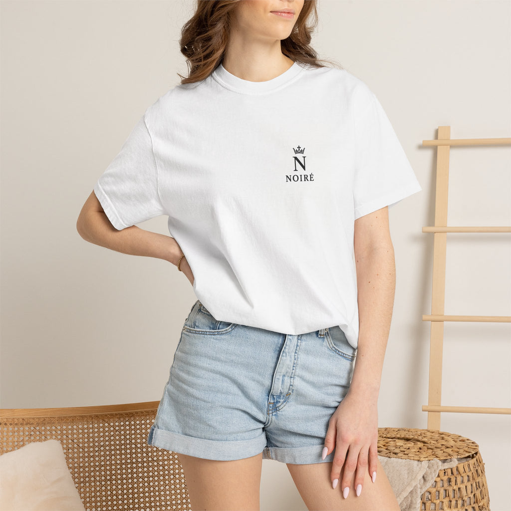 Noire Crown Logo T-Shirt — Minimalist Chest Print Tee