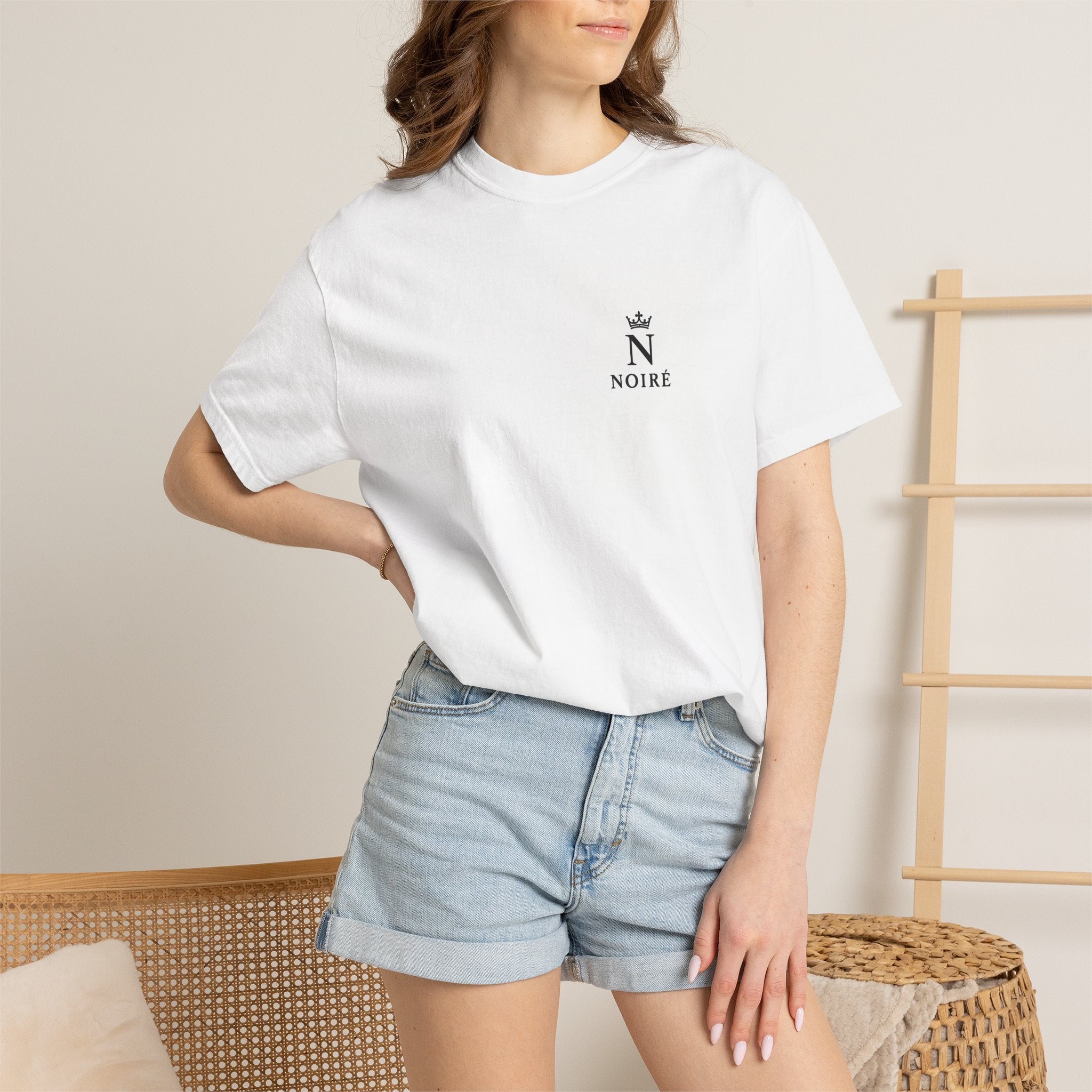 Noire Crown Logo T-Shirt — Minimalist Chest Print Tee