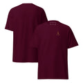 NOIRÉ Essential T-Shirt in maroon, showing front and back design